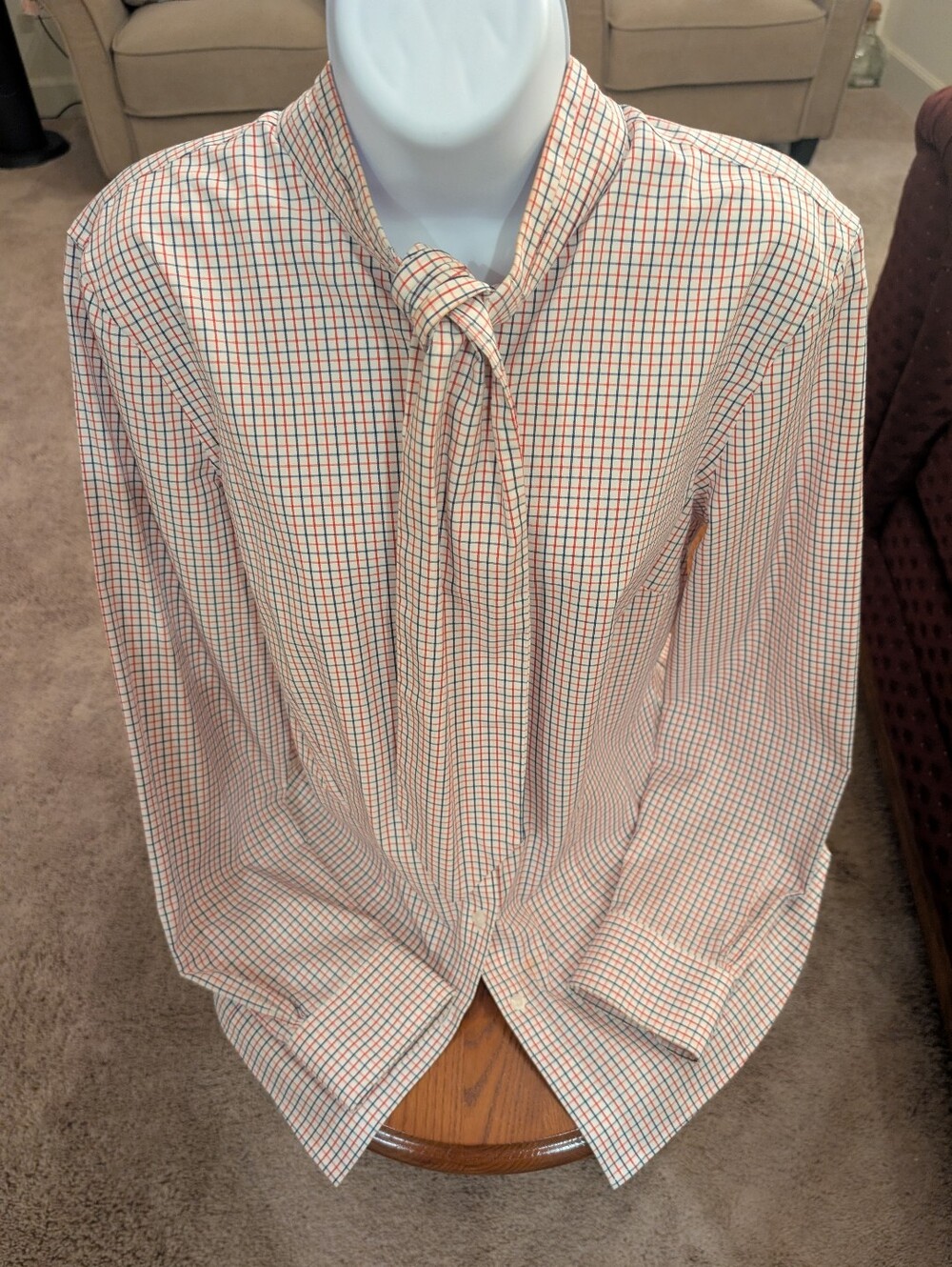 Brooks Brothers Cotton Plaid Shirt With Attached Tie - Size 12